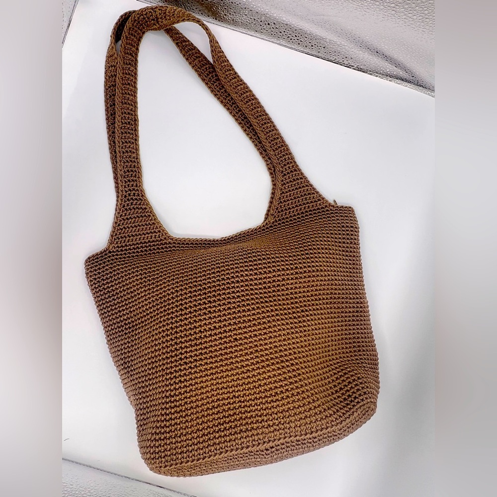 The Sak Original classic taupe brown shoulder bag crochet purse